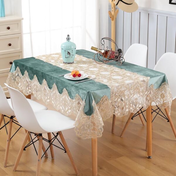 Elegant Embroidered Lace Tablecloth forRectangular Dining Table - Luxurious European Style, Ideal for Family Gatherings, Weddings, and Banquets（70" L x 50" W）