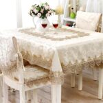 Luxury Fabric Table Cloth,European Floral Embroidered Tablecloth with Lace Trim for Parties Weddings Christmas Thanksgiving-A 130x180cm(51x71inch)