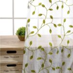 Ivy Leaf Embroidered Sheer Panels 96 inch Long Window Crushed Sheer Gauze Curtain Panels Room Curtain Voile Tulle Window Drapery Rod Pocket, 1 Panel, Green Leaf White Sheer, W54 x L96 inch - Image 2