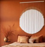 Boho Wall Decor Yarn Wall Hanging  Wall Hanging Fiber Wall Art White Beads Tassel Wall Decor Boho Chic Home Decor 39" W x 55" L