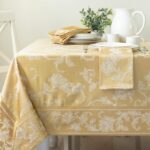 Woven Damask Fabric Tablecloth, Everyday, Parties, Special Occasions, Weddings and Holiday Table Cloth (60" X 120" Rectangular, Gold)