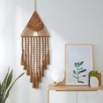 Woven Wall Hanging Dream Catcher Triangle Tassel Geometric Art Boho Backdrop Bohemian Home Decor Wall Art Beautiful Apartment Dorm Room Door Decoration(Brown) - Image 2