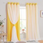 Blackout Curtains - Curtains 84 inches Long with Sheer Overlay Nursery Panels for Bedroom/Living/Dining Room, 52 W by 84 L, Lemon Yellow, 2 Pieces - Image 2