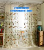 Embroidered Butterfly Window Semi Sheer Curtains for Kids Room Country Style Dandelion Pattern Room Divider Rod Pocket Tulle Gauze Voile Panel Drapes for Living Room 1 Panel W39 x L84 inch - Image 2