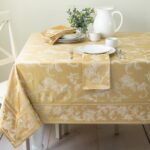Woven Damask Fabric Tablecloth, Everyday, Parties, Special Occasions, Weddings and Holiday Table Cloth (60" X 120" Rectangular, Gold) - Image 2