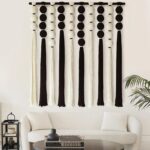 Large  Wall Hanging  Wall Decor Black and White Sphericity Cotton Textile Wall Hanging Boho Wall Decor Art Fiber Yarn Art Handmade 39" Wx39 L - Image 2