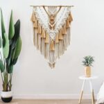 Boho  Wall Hanging & Wall Decor, Cotton Handmade Tapestry with Tassel, Woven  Wall Art for Decorating Bedroom Living Room Apartment Nursery (Brown) - Image 2