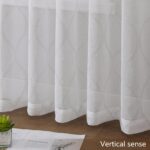 White Silver Sheer Curtains for Bedroom - Sparkle Sheer Curtains 63 Inch Length Moroccan Damask Linen Look Rod Pocket Light Filtering Semi Sheer Window Curtains, 52 x 63 Inch, 2 Panels - Image 2