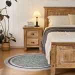 Boho Vintage Machine Washable Round Rug 4ft - Low Pile Non-Slip Circular Area Rug for Living Room, Bedroom, Dorm, Office, Entryway