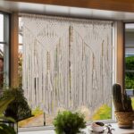 Large  Wall Hanging 43.3" × 39.4" Boho Tapestry Woven Wall Decor- Cotton Tassel  Curtain Beige Chic Bohemian Wall Art for Home Living Room Bedroom Dorm Wedding (Includes Hanging Rod) - Image 2