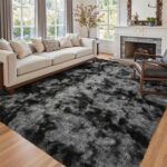 5x7 Ft Large Shag Rugs for Bedroom Living Room Decor for Men Boys, Tie Dyed Ultra Soft Fluffy Furry Area Rug for Indoor Floor, Aesthetic Carpet for Home Decor (Dark Grey) - Image 2