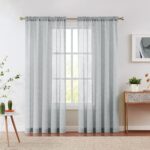 Grey Linen Sheer Curtains 84 Inches Long for Bedroom, Living Room Natural Flax Textured Light Filtering Rod Pocket Burlap Sheer Voile Drapes, 52x84 Inch, 2 Panels - Image 2