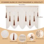 Large  Wall Hanging, Boho Woven Tapastry with Wood Bead Tassel, Above Bed Minimalist Decor for Bedroom, Bohemian Art Decoration for Living Room Apartment Home - Image 2