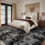 5x7 Ft Large Shag Rugs for Bedroom Living Room Decor for Men Boys, Tie Dyed Ultra Soft Fluffy Furry Area Rug for Indoor Floor, Aesthetic Carpet for Home Decor (Dark Grey)