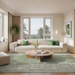 Washable 5x8 Green Area Rugs for Living Room, Ultra-Thin 5x8 Washable Christmas Rugs for Bedroom, Non-Slip Soft Large Bedroom Carpet Non Shedding for Dining Room Office, Sage Green - Image 2