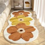 Flower Pattern Non-Slip Washable Rugs Floor Mat, Imitation Cashmere Shag Rug, Decorative Rugs with Rubber Backing, Soft Flower Non Slip Rug Pads for Entryway, Bedroom, Kitchen, Bathroom (H)