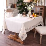 Lace Tablecloth - Linen Color Embroidery Country Farm Elegant Coffee & Dining Tablecloth (52 x 70 Inch, Colorful Plants) - Image 2