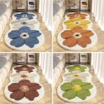 Flower Pattern Non-Slip Washable Rugs Floor Mat, Imitation Cashmere Shag Rug, Decorative Rugs with Rubber Backing, Soft Flower Non Slip Rug Pads for Entryway, Bedroom, Kitchen, Bathroom (H) - Image 2