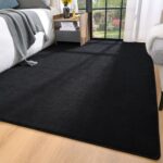 Black Area Rugs for Bedroom Living Room, 4x6 Feet Indoor Memory Foam Rug, Modern Washable Rugs for Kids Boys Girls Room, Dorm Bedside Shag Carpets for Home Decor