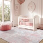 Washable Area Rugs 5'x7' Non-Slip Modern Abstract Soft for Living Room Entryway Bedroom Nursery, Print Pattern, Grey Pink - Image 2