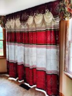 Jacquard Window Curtain Panel Drape with Attached Fancy Valance. 2pcs Set. Each pc 54" Wide x 90" Drop with 18" Valance. (Burgundy) - Image 2