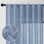 Linen Sheer Curtains 84 Inches Long, Rod Pocket & Back Tab Linen Texture Semi Sheer Window Covering, Light Airy Privacy Sheer Panels for Bedroom Living Room 52" W x 84" L, Dusty Blue, Set of 2 - Image 2