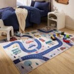 Kids Rugs for Playroom, Area Rugs for Bedroom Girls and Boys, Washable Nursery Rug Carpet, Non Slip Rug Play Mat for Playing with Cars, City View, 4X6 Feet