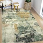 Abstract Area Rug 4x6 Bedroom Green Washable Rugs Non-Slip Soft Small Area Rug Door Mat Stain Resistant Foldable Low Pile Floor Carpet for Bedroom Nursery Entryway Kitchen Home House Decor