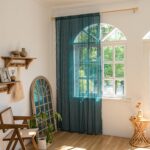 Curtains 84 inches Long for Bedroom Living Room, Crochet Lace Sheer Bohemian Hollow Knitted with Tassels,Window Treatment Drapes, Rod Pocket 1 Panel 59" W x 84" L, Turquoise - Image 2