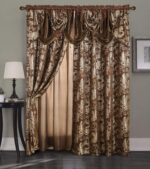 Jacquard Luxury 2 Curtain Panel Set with Attached Valance and Backing Bedroom Living Room Dining 54X84 inches Silver Gray - Image 2